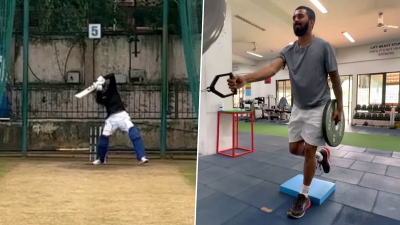 KL Rahul Hits the Nets, Trains Hard During Workout Session; Indian Cricketer Provides Recovery Update on Instagram Ahead of Asia Cup 2023 (Watch Video)