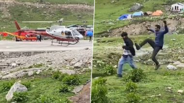 Accident Averted Due to Selfie in Uttarakhand Video: Youth Tries To Take Selfie Close to Helicopter Taking Off at Kedarnath Helipad, Gets Kicked Out by Alert Staff, Act Caught on Camera