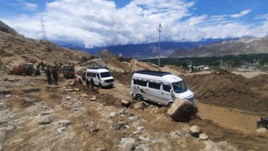 Ladakh Cloudburst Photos and Video: Rainstorm Triggers Flash Floods in Union Territory; No Loss of Life Reported