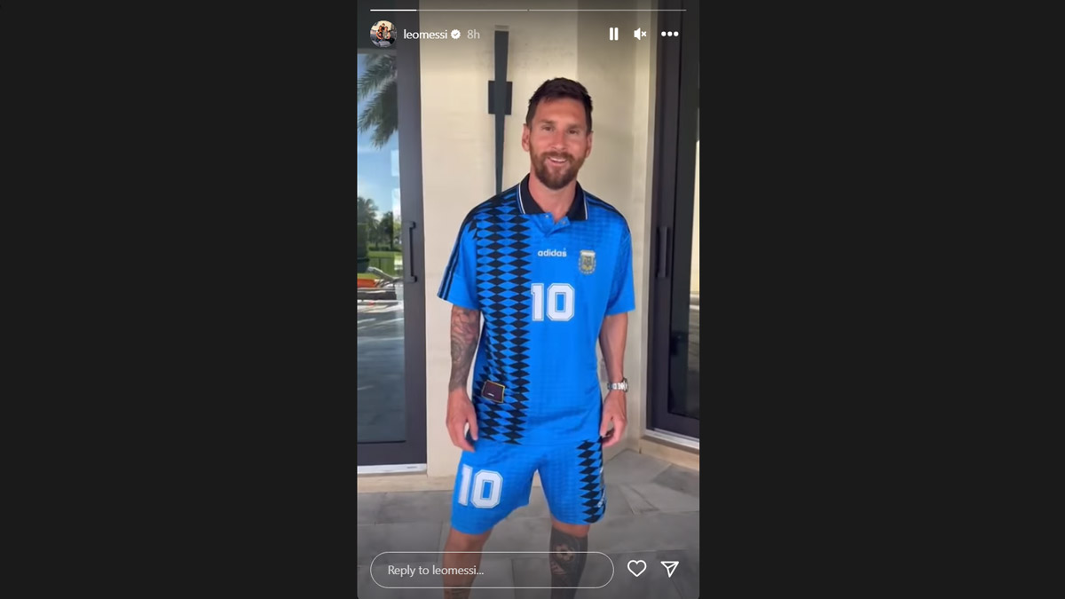 Lionel Messi pays Diego Maradona tribute from the USA 94 World Cup as he  poses in the iconic jersey the legend got his last Argentina goal in