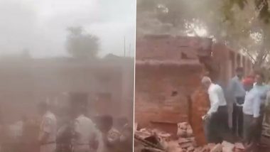 Madhya Pradesh Gangrape Case: Administration Demolishes House of Man Accused of Raping Minor Girl on Maihar Sharda Devi Temple Premises in Satna District (Watch Video)