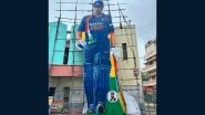 Photo of MS Dhoni&rsquo;s Giant 52 Feet Cut Out in Hyderabad Ahead of His 42nd Birthday Goes Viral