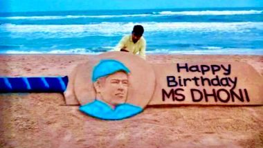 MS Dhoni Birthday: Sand Artist Sudarsan Pattnaik Pays Tribute to Former India Captain With Unique Artwork (See Pic)