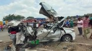 Maharashtra Road Accident Video: 12 Killed, Over 25 People Injured As Truck Rams Two Vehicles Before Crashing Into Dhaba in Dhule