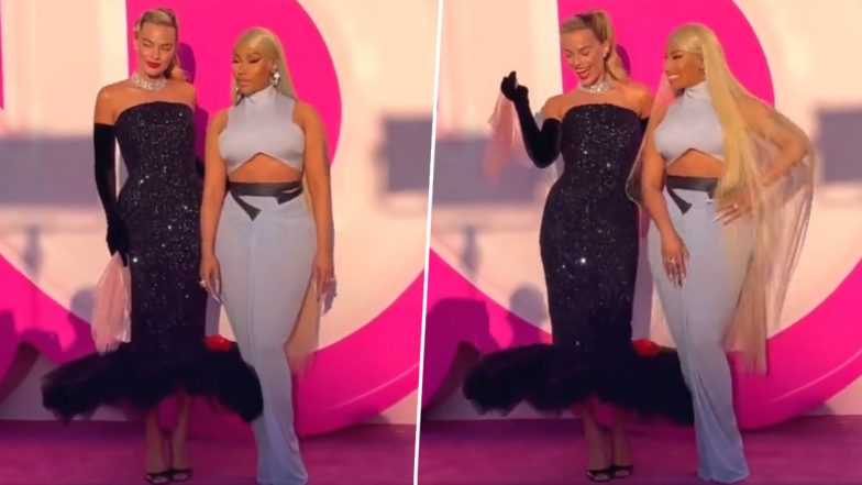 Margot Robbie and Nicki Minaj Pose Together at Barbie's Global Premiere in LA (Watch Video)