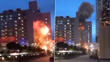 Moscow Drone Attack Videos: Three Ukrainian Drones Shot Down in Attack, Claims Russia After Suspected Drones Hit Several Buildings in Russia's Capital