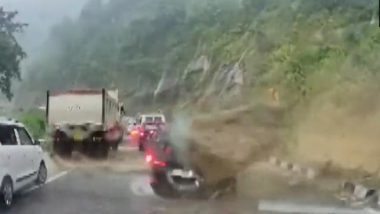 Rock Smashes Cars in Nagaland Video: Two Killed, Three Others Injured After Giant Rock Slides From Hill and Crushes Four-Wheelers Chumoukedima District, Viral Clip Surfaces
