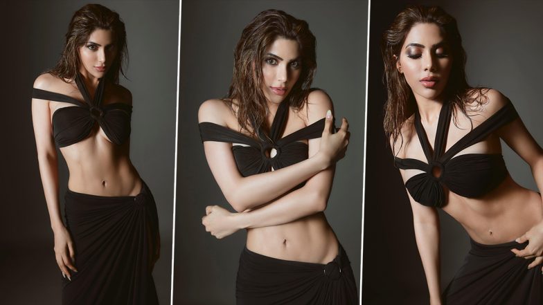 Nikki Tamboli Turns Up the Heat in Black Halter-Neck Bralette Paired With Low-Waist Skirt; Check Out Her Sexy Pics!