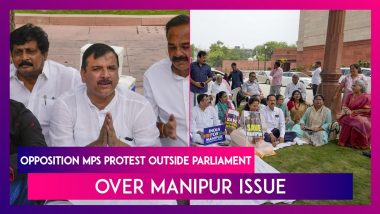 Opposition MPs Continue Protest Overnight Outside Parliament Over Manipur Issue, AAP MP Sanjay Singh’s Suspension