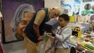 PM Narendra Modi Visits Exhibition Ahead of Akhil Bhartiya Shiksha Samagam Inauguration (Watch Video)