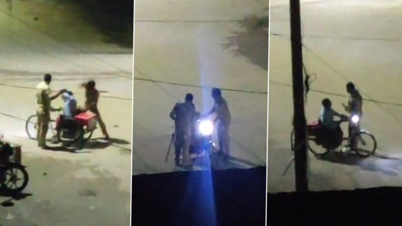 Man Assaulted in Uttar Pradesh Video: PRD Jawans Slap and Abuse Specially-Abled Man on Tricycle in Deoria, Suspended After CCTV Footage of Assault Goes Viral