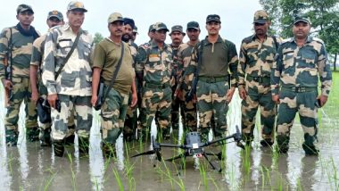 Pakistani Drone Shot Down in Punjab: BSF Shoots Down Pakistan UAV Violating Indian Airspace, Recover Drone From Rajoke Village in Tarn Taran District (See Photos)