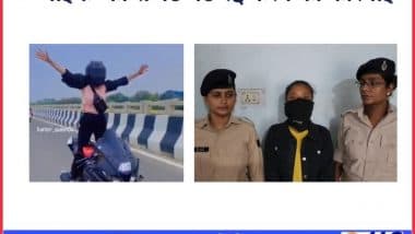 'Hunter Queen' Viral Video: Patna Girl Detained, Fined Rs 30,000 Under Motor Vehicle Act for Doing Bike Stunts While Flaunting Pistol on ‘Marine Drive’