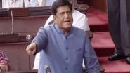 Monsoon Session Update: Union Minister Piyush Goyal Urges Rajya Sabha Chairman To Take Up Discussion on Manipur Situation at 2 PM Today
