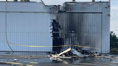 Plane Crash in US Video: Small Aircraft Hits Hanger, Catches Fire at Cable Airport in Upland, Pilot Among Three Dead