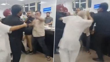 Punjab Shocker: Security Guards Push and Slap Patient's Relatives in Emergency Department of Guru Gobind Singh Hospital in Faridkot, Video of Alleged Manhandling Goes Viral