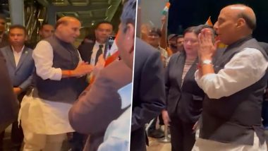 Rajnath Singh Arrives in Malaysia Video: Defence Minister Receives Warm Welcome From Indian Community Amid 'Bharat Mata Ki Jai' and 'Vande Mataram' Chants in Kuala Lumpur