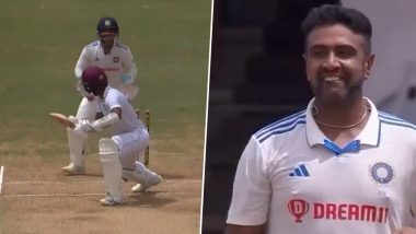 Classic! Ravi Ashwin's Loopy Off-Break Cleans Up Kraigg Braithwaite During Day 3 of IND vs WI 2nd Test 2023 (Watch Video)