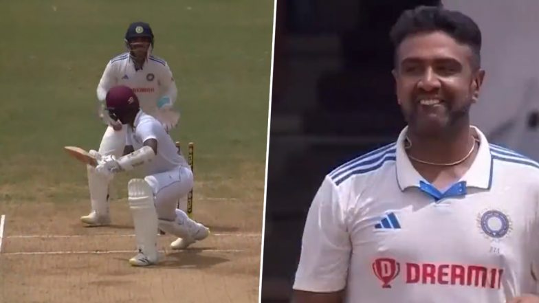 Classic! Ravi Ashwin's Loopy Off-Break Cleans Up Kraigg Braithwaite During Day 3 of IND vs WI 2nd Test 2023 (Watch Video)