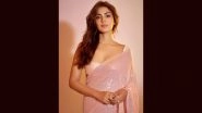 Rhea Chakraborty Channelises Her &lsquo;Desi Barbie&rsquo; in Pastel Pink Saree With Sequin Details! (View Pics)