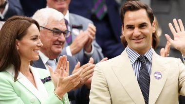 Roger Federer Returns to Wimbledon Centre Court! Swiss Tennis Great Receives Standing Ovation at SW19 As He Poses With Wife Mirka and Princess of Wales (See Pics and Video)