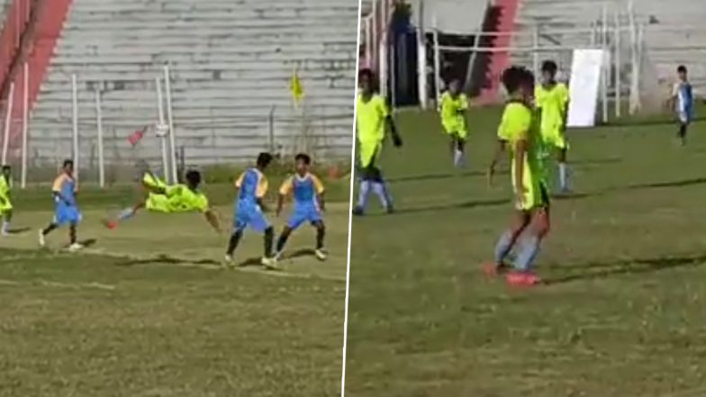 School Footballer Performs Cristiano Ronaldo's 'Siuuu' Celebration After Scoring A Scintillating Bicycle Kick Goal, AIFF Secretary-General Shaji Prabhakaran Shares Viral Video