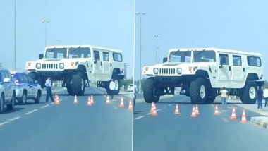 Dubai Hummer Video: Sheikh Hamad Bin Hamdan Al Nahyan's 46-Feet Hummer H1 X3 Towers Over Other Vehicles, Watch Jaw-Dropping Clip