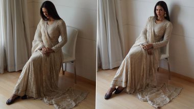 Sonam Bajwa Looks Ethereal in Full-Sleeved Ivory Chikankari Salwar Suit and Black Juttis! (View Pics)