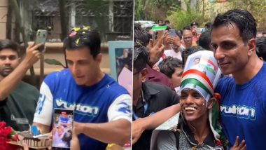 Sonu Sood’s Fans Gather Outside His Residence With Gifts and Flowers To Celebrate His 50th Birthday (Watch Video)