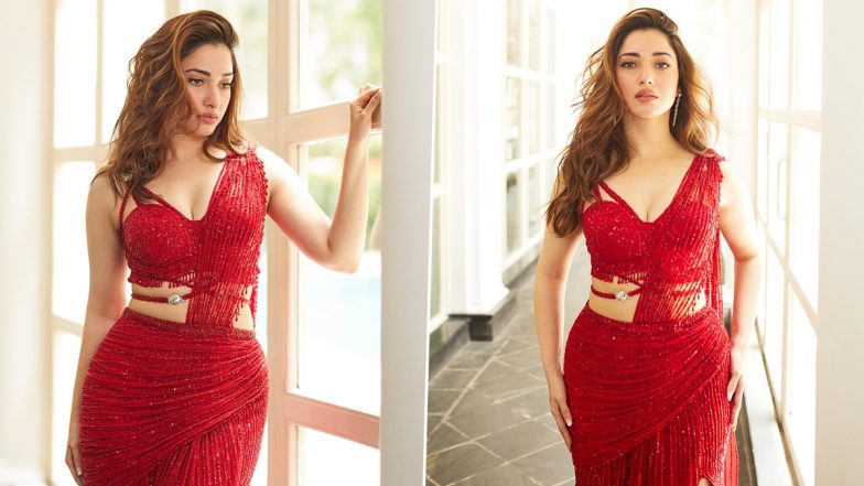 HOT! Tamannaah Bhatia Slays in Red Ombre Sheath Gown at Jailer Audio Launch (View Pics)