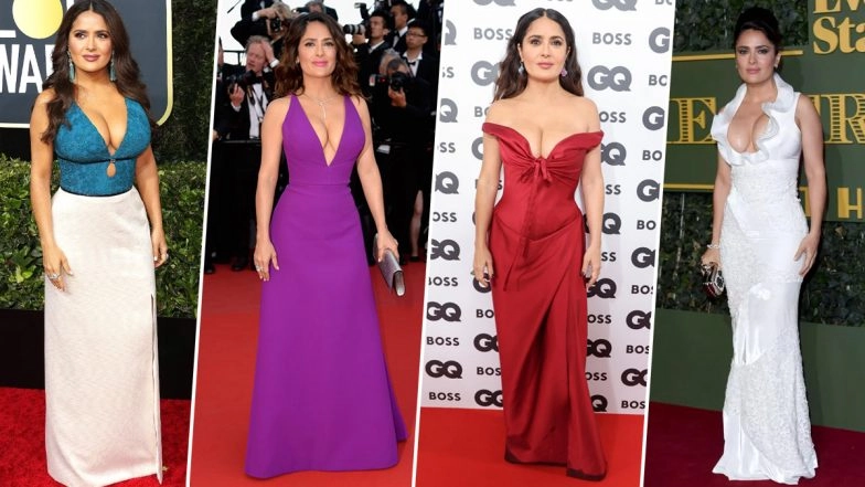Salma Hayek's Plunging Neckline Dresses That Are Too Hot To Handle!