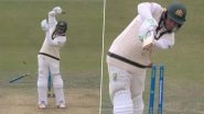 Castled! Mark Wood's Fiery Delivery Sends Usman Khawaja&rsquo;s Stumps Rattling on Day 1 of Ashes 2023 3rd Test (Watch Video)