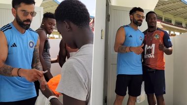 Virat Kohli Poses for Pictures With Local Dominican Players Ahead of IND vs WI 1st Test, Star Batter’s Heartwarming Gesture Goes Viral! (Watch Video)