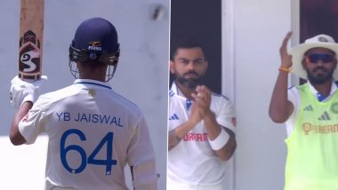 Yashasvi Jaiswal Scores Half-Century on Debut During IND vs WI 1st Test 2023; Virat Kohli, Ravindra Jadeja and Other Team India Cricketers Applaud Youngster’s Effort (Watch Video)
