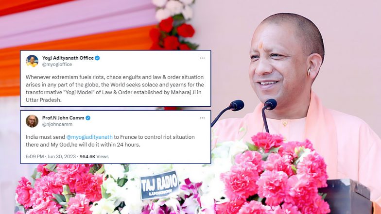 'India Should Send Yogi to France to Control Riots': Viral Tweet From 'Professor N John Camm' Aka Dr Narendra Vikramaditya Yadav Draws Reaction From UP CM Yogi Adityanath's Office