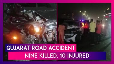 Gujarat Road Accident Nine Killed After Car Runs Over Crowd Gathered On ISKCON Flyover In Ahmedabad