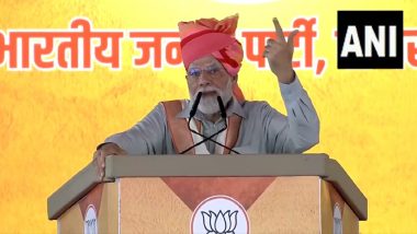 PM Narendra Modi Hits Out at Ashok Gehlot Government, Says 'Red Diary' Latest Product of Congress's 'Loot Ki Dukan' in Rajasthan (Watch Video)