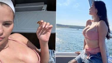 Selena Gomez Looks Sexy in Pink Bralette and Denim Jeans as She Enjoys Day Out with Friends on Yacht (View Pics)