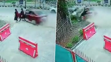 Hyderabad Accident Video: Speeding Car Crashes Into Morning Walkers in Bandlagauda, Three Including Minor Girl Killed; Horrifying Footage Surfaces