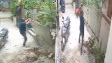 Noida Shocker: Man Throws Potted Plants at Woman's Home, Breaks Gate With Bare Hands, Police Initiates Action (Watch Video)