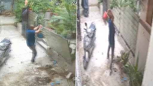 Noida Shocker: Man Throws Potted Plants at Woman's Home, Breaks Gate With Bare Hands, Police Initiates Action (Watch Video)