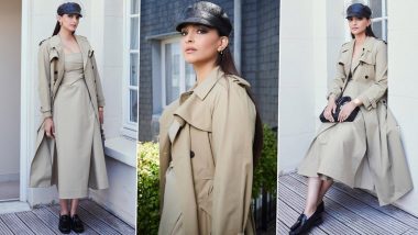 Sonam Kapoor Attends Paris Fall/Winter Couture Week In Stunning Beige Trench Coat and Dress (View Pics)