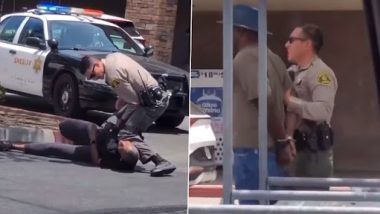 Police Brutality in US Video: Cop Throws Black Woman on Ground, Uses Pepper Spray on Her for Filming Husband's Arrest Outside Grocery Store in California