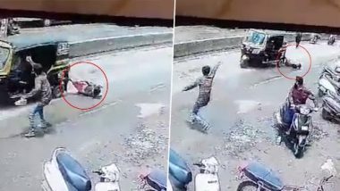 Maharashtra Shocker: Woman Dragged by Auto Driver for 200 Metres Following a Quarrel in Kohlapur, Terrifying Video Surfaces