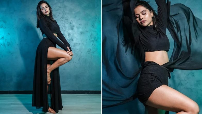 Priyanka Chahar Choudhary Looks Breathtakingly Hot In Sheer Black Thigh-High Slit Co-ord Ensemble (View Pics)