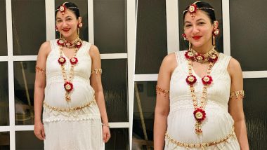 Gauahar Khan Shares Throwback Pictures From Baby Shower Ceremony, Actress Stuns in White Ensemble and Flower Jewelry!