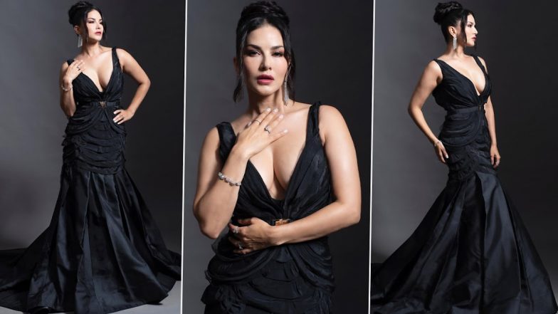 Sunny Leone Looks Sexy In Jaw-Dropping Black Gown with a Plunging Neckline (View Pics)