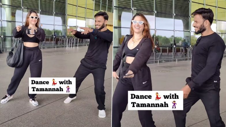 Tamannaah Bhatia Dances to Jailer Song 'Kaavaalaa' with Fan at Mumbai Airport, Says 'He's Doing Better Than Me' (Watch Video)