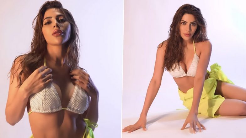 Hot! Nikki Tamboli Raises Heat In Neon Green and White Bikini, Bigg Boss Fame Flaunts Her Sensuous Figure In Latest Post (Watch Video)