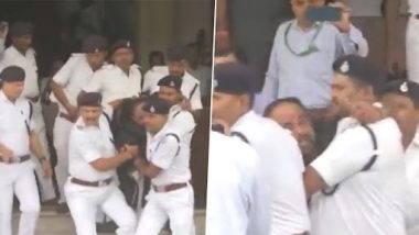 BJP MLA Sanjay Singh Marshalled Out of Bihar Assembly Day After Party Worker Dies in Protest March (Watch Video)